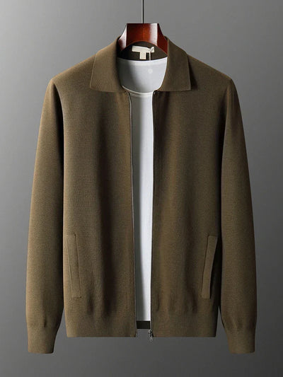 Old Money Men’s Cashmere Knitted Zip-Through Jacket
